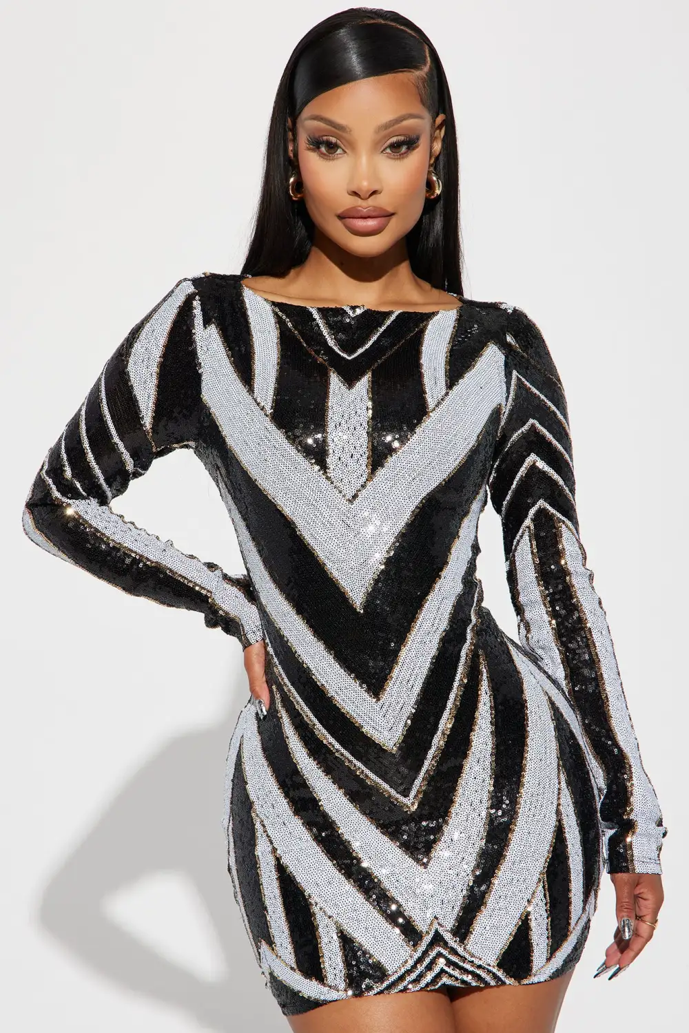 Arya Sequin Mini Dress - Black/combo