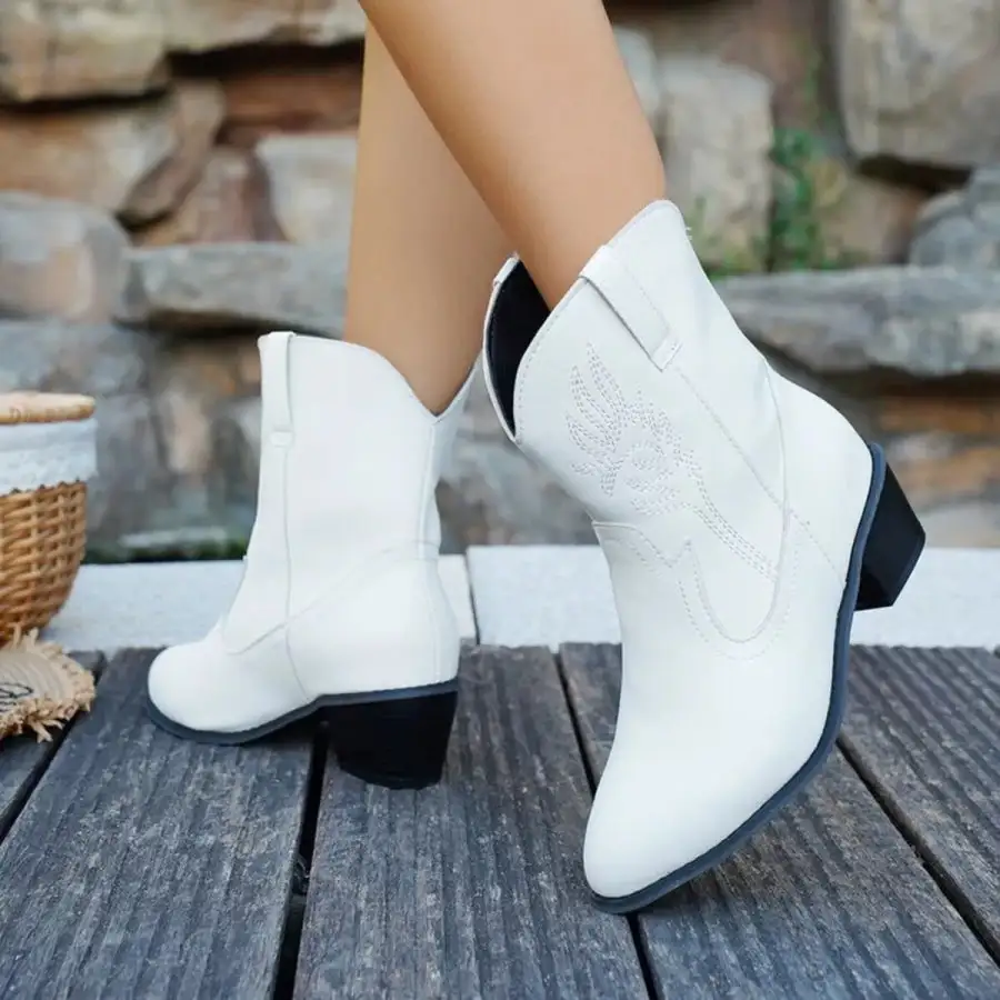 Point Toe Block Heels Boots