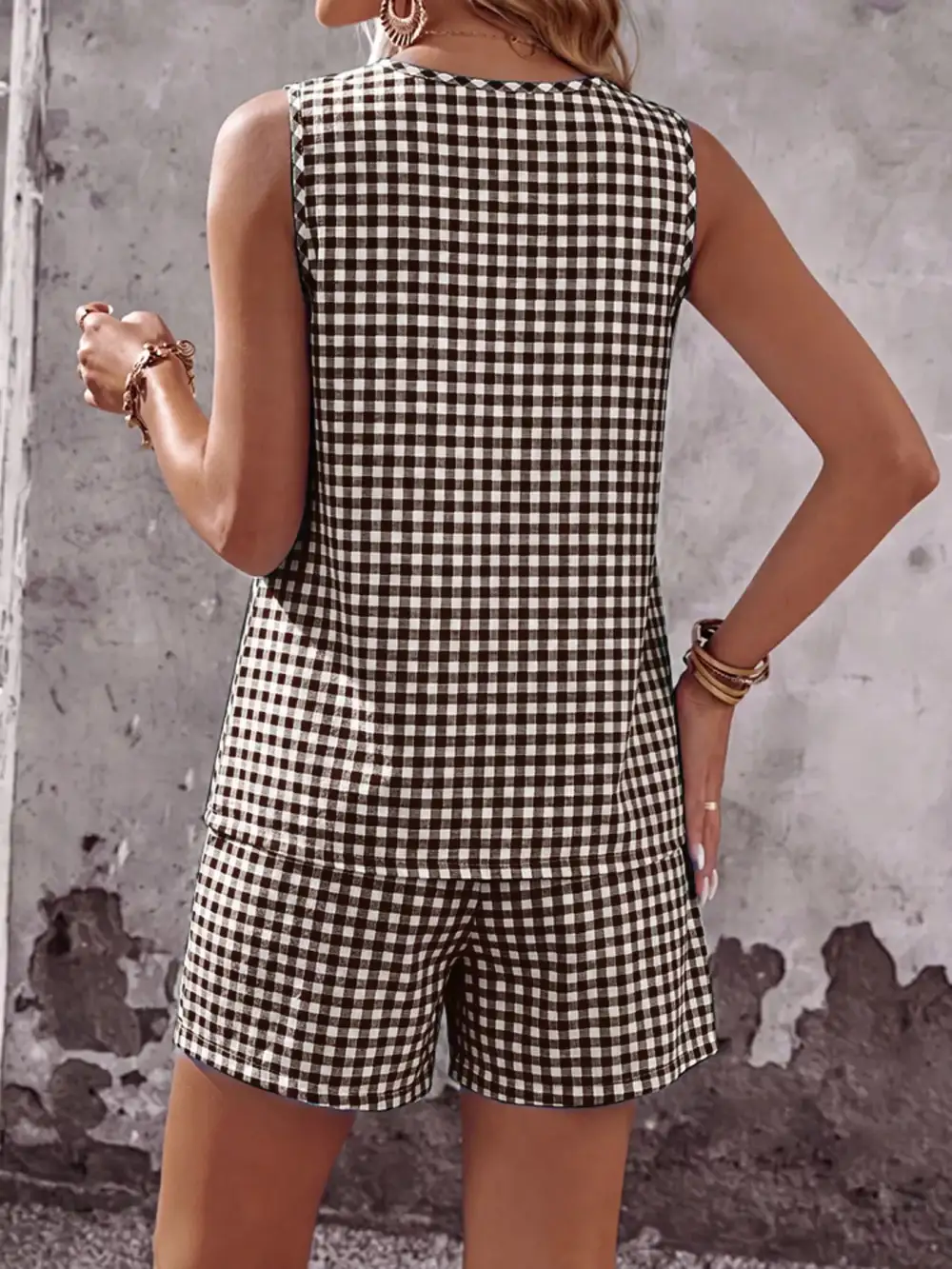 Sleeveless Gingham Jumpsuit