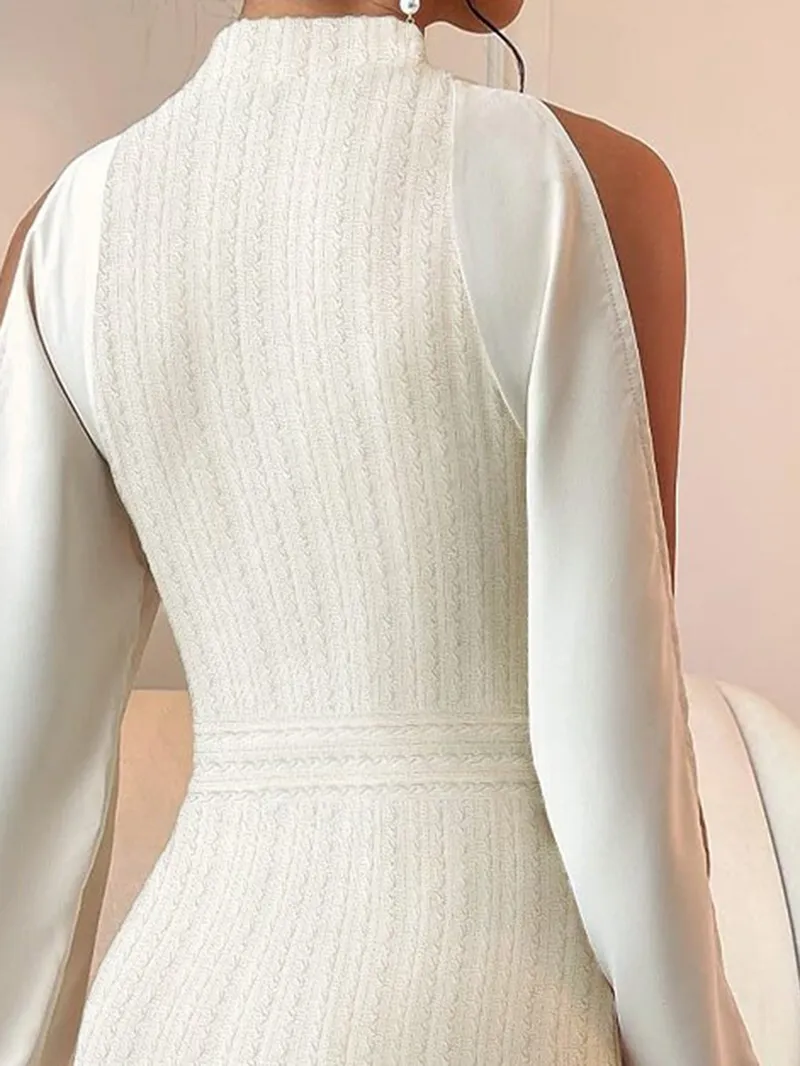 Fashionable Patchwork Off-shoulder Knitted Dress