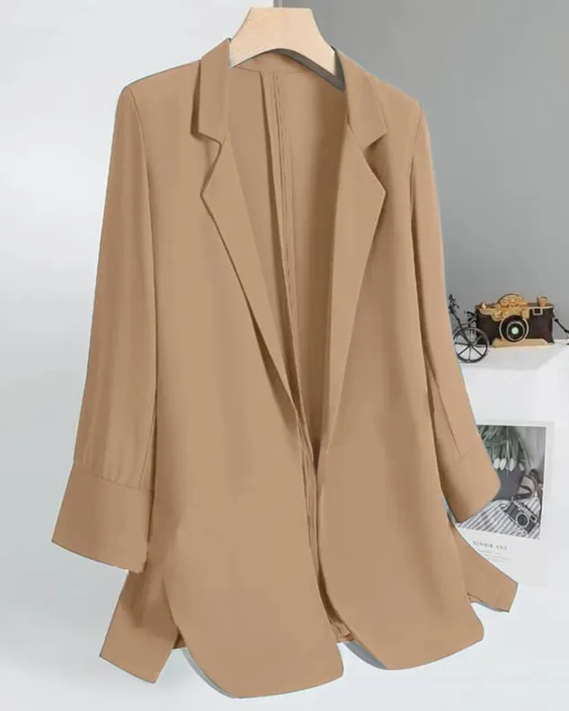 Plain Lapel Collar Casual Blazer