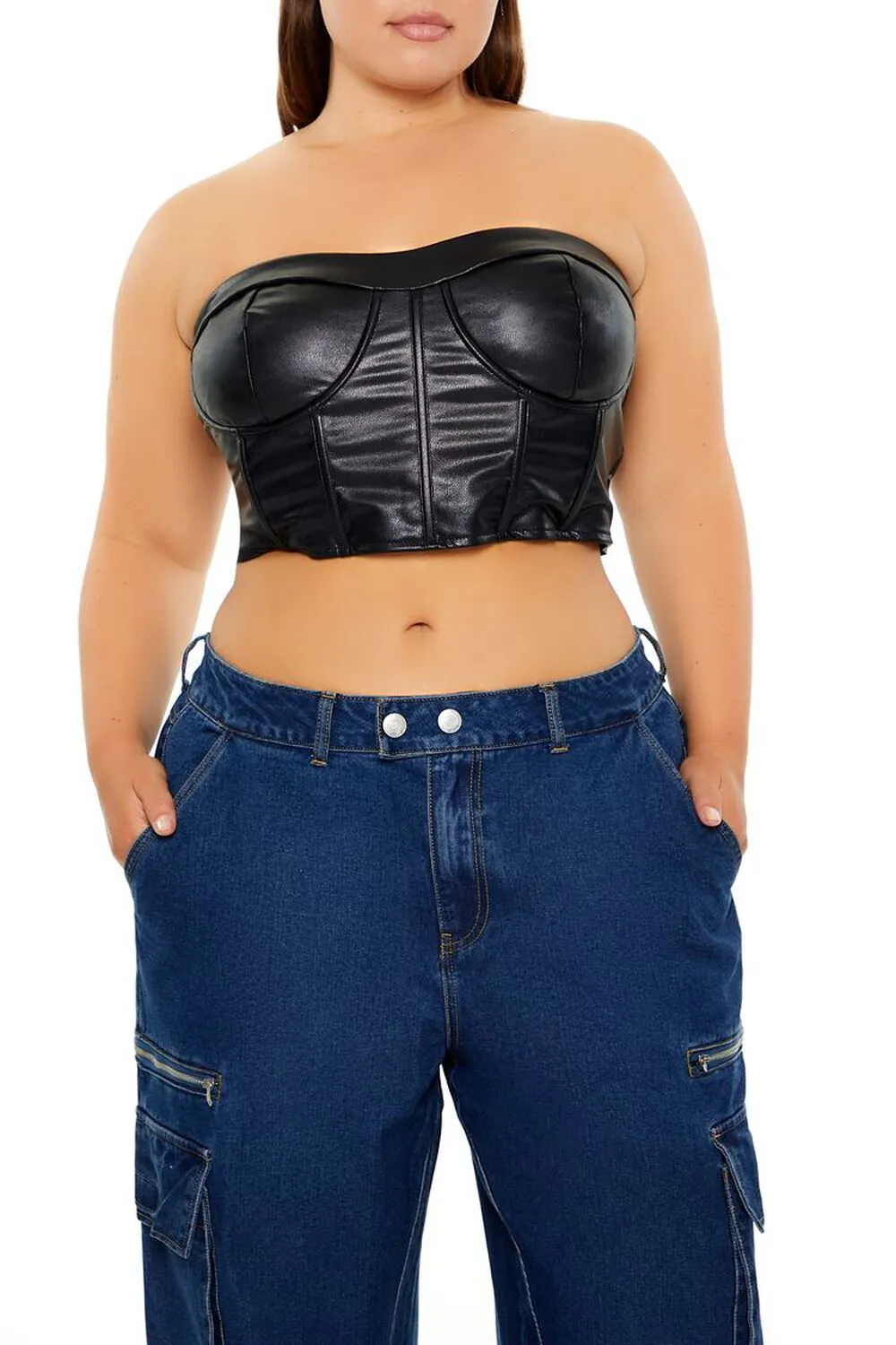 Plus Size Faux Leather Tube Top