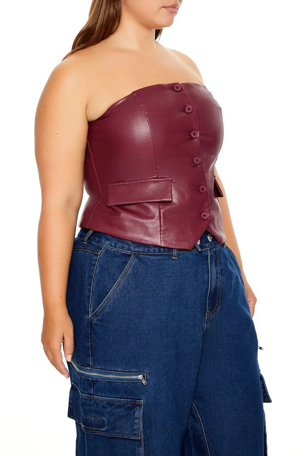 Plus Size Faux Leather Tube Top