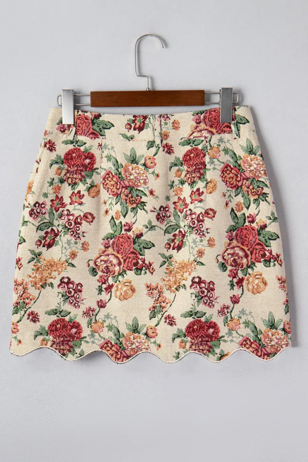 Button Front Buttoned Scallop Trim Skirt