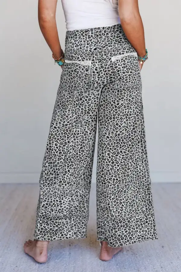 Wide Leg Animal Print Trousers