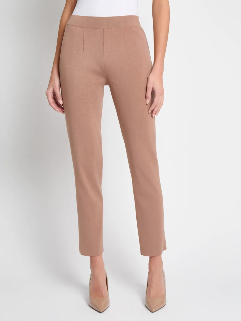 Solid Color Mid Waist Pants