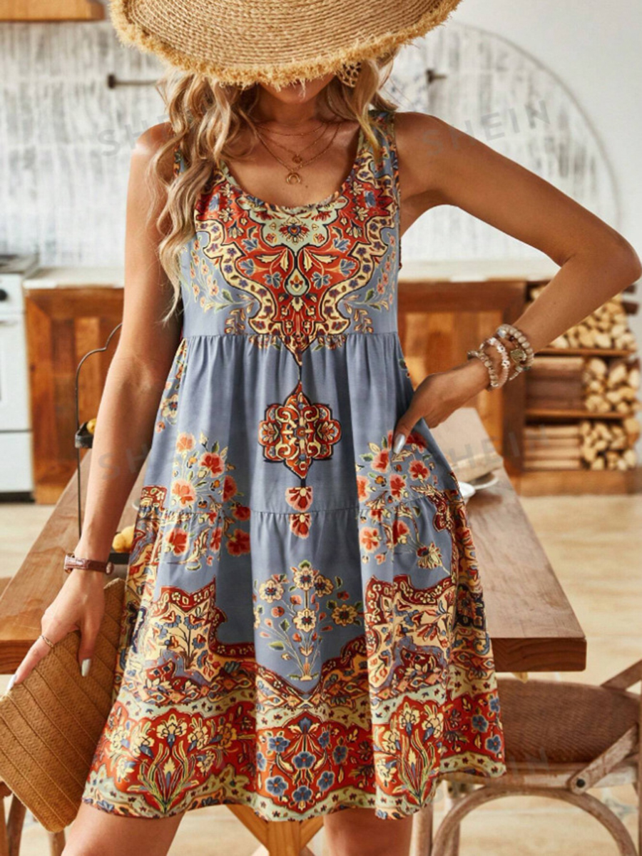 Sleeveless Printed Fashion Dress