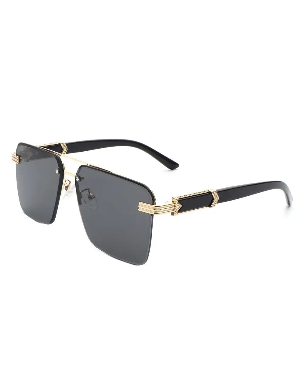 Structured Square Rimless Frame Sunglasses