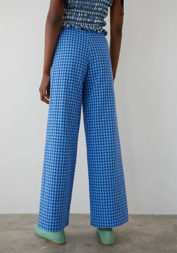 Blue Vichy Bow Pants