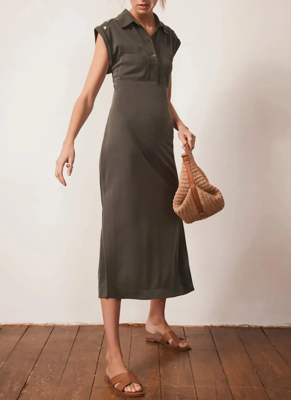 Casual Style Utility Midi Dress