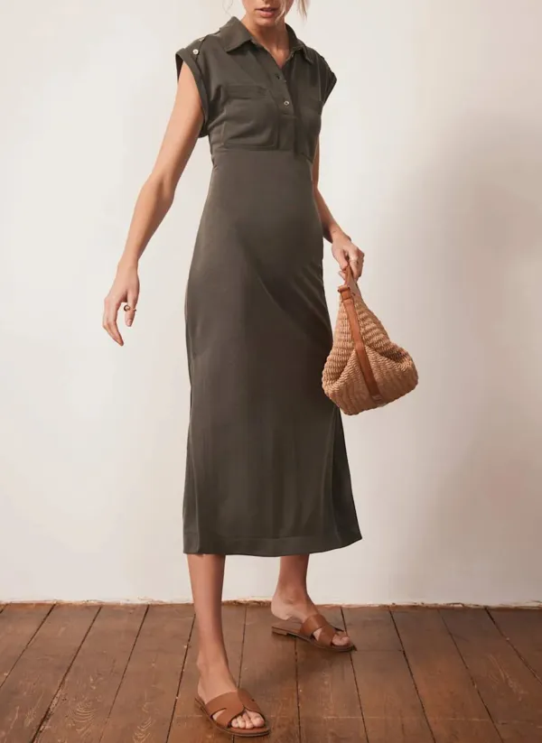 Casual Style Utility Midi Dress