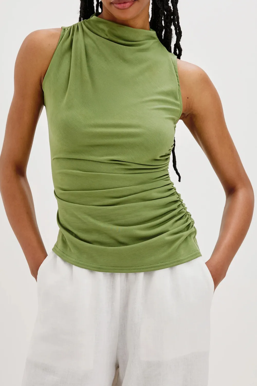 Ruffled Waist-Hugging Women's Blouse