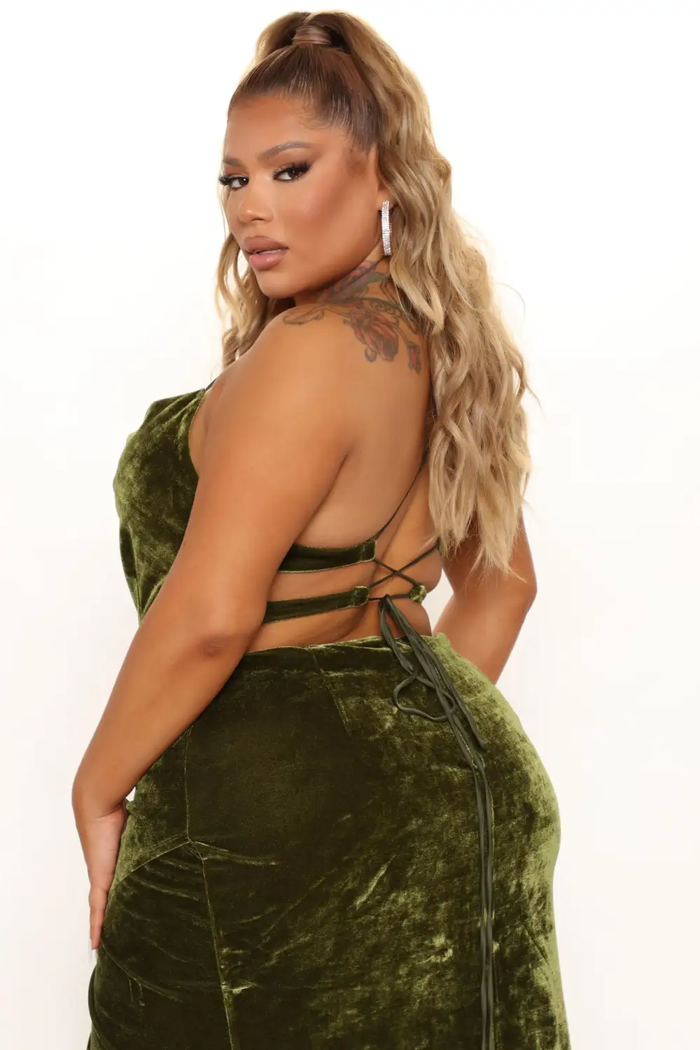Love You Mean It Velvet Maxi Dress - Olive