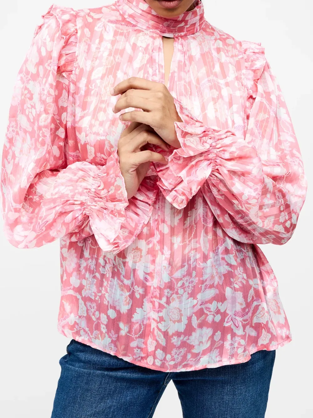 High Neck Creative Breathable Floral Print Turtleneck Top