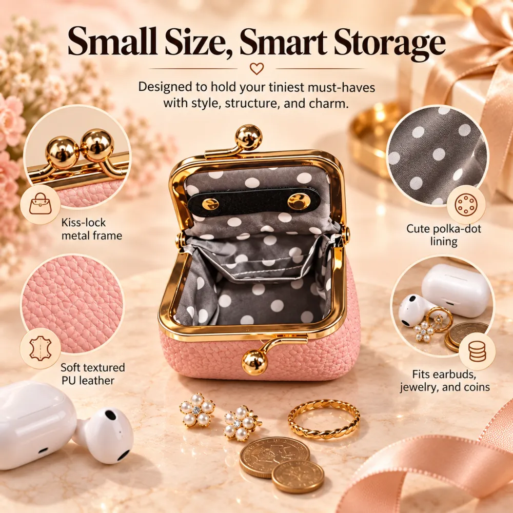 PU Leather Coin Purse Mini Jewelry Organizer for Rings Earrings Studs