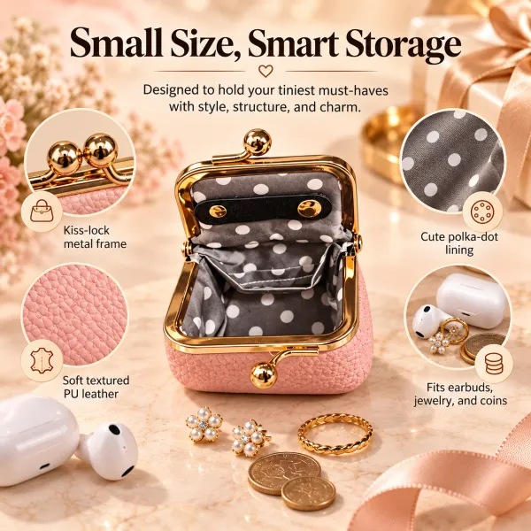 PU Leather Coin Purse Mini Jewelry Organizer for Rings Earrings Studs