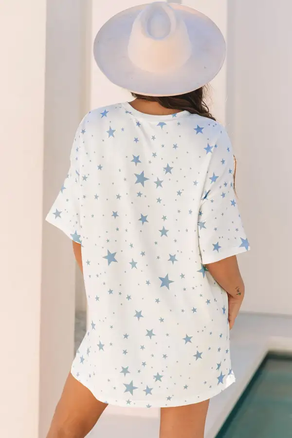 Stars Print Drop Shoulder Tee