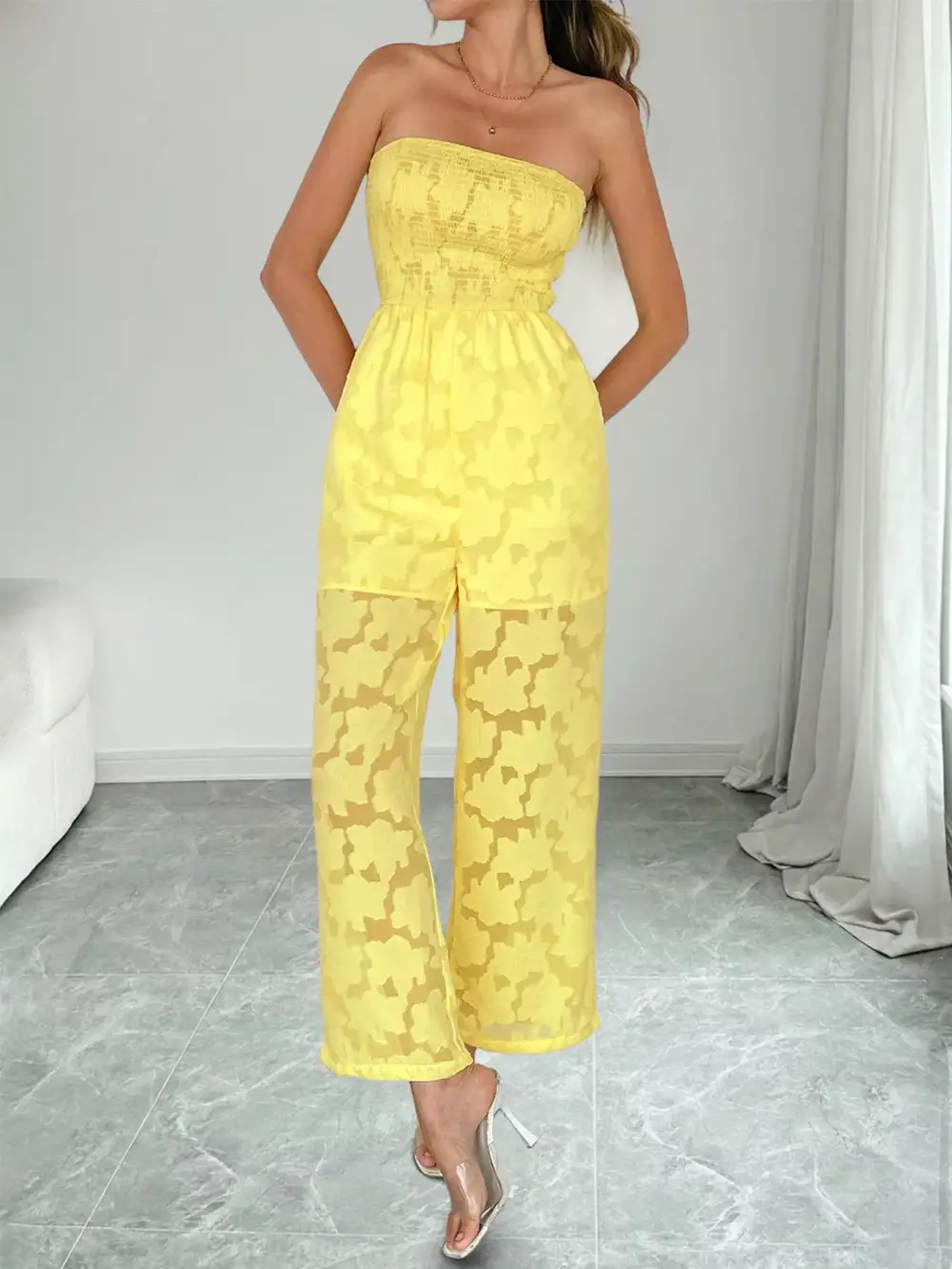 Lace Smocked Jumpsuit