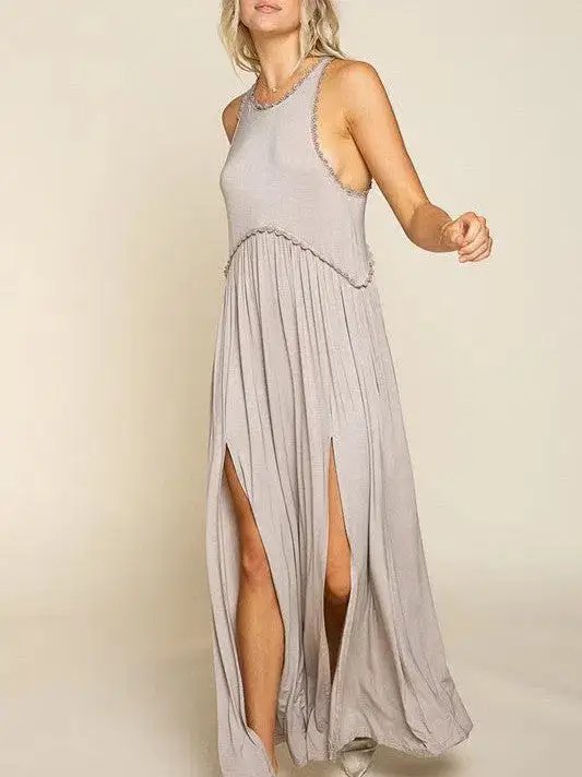 Simple Ways, Major Impact Double Slit Racer Back Maxi Dress