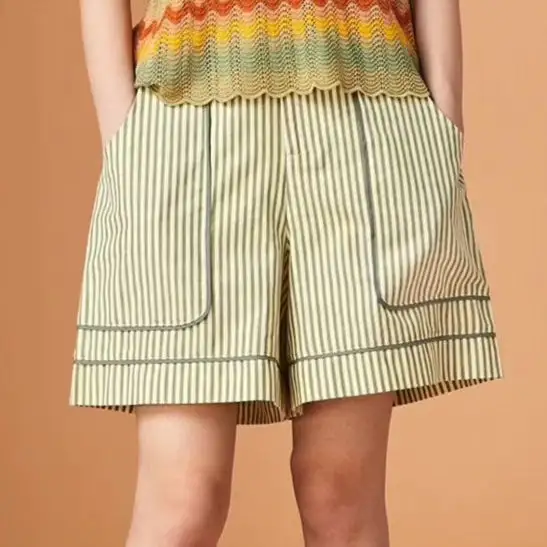 Striped Cat Motif Shorts
