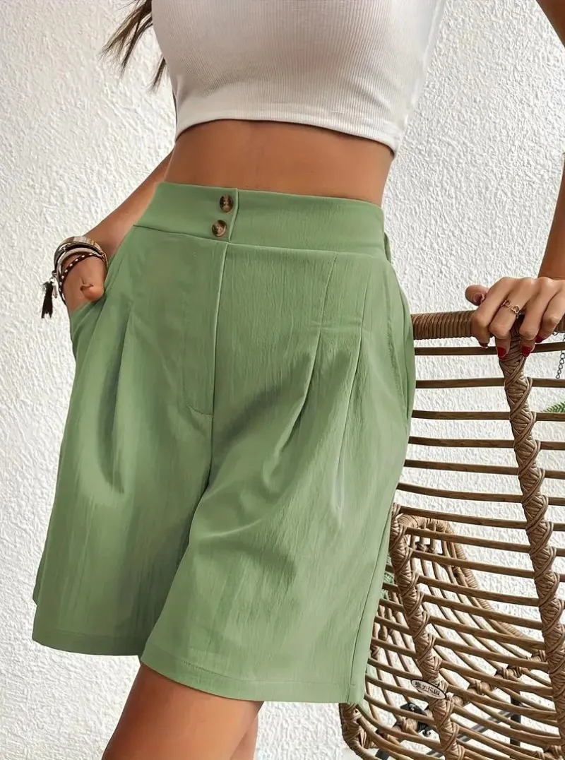 High Waisted Pleated Shorts