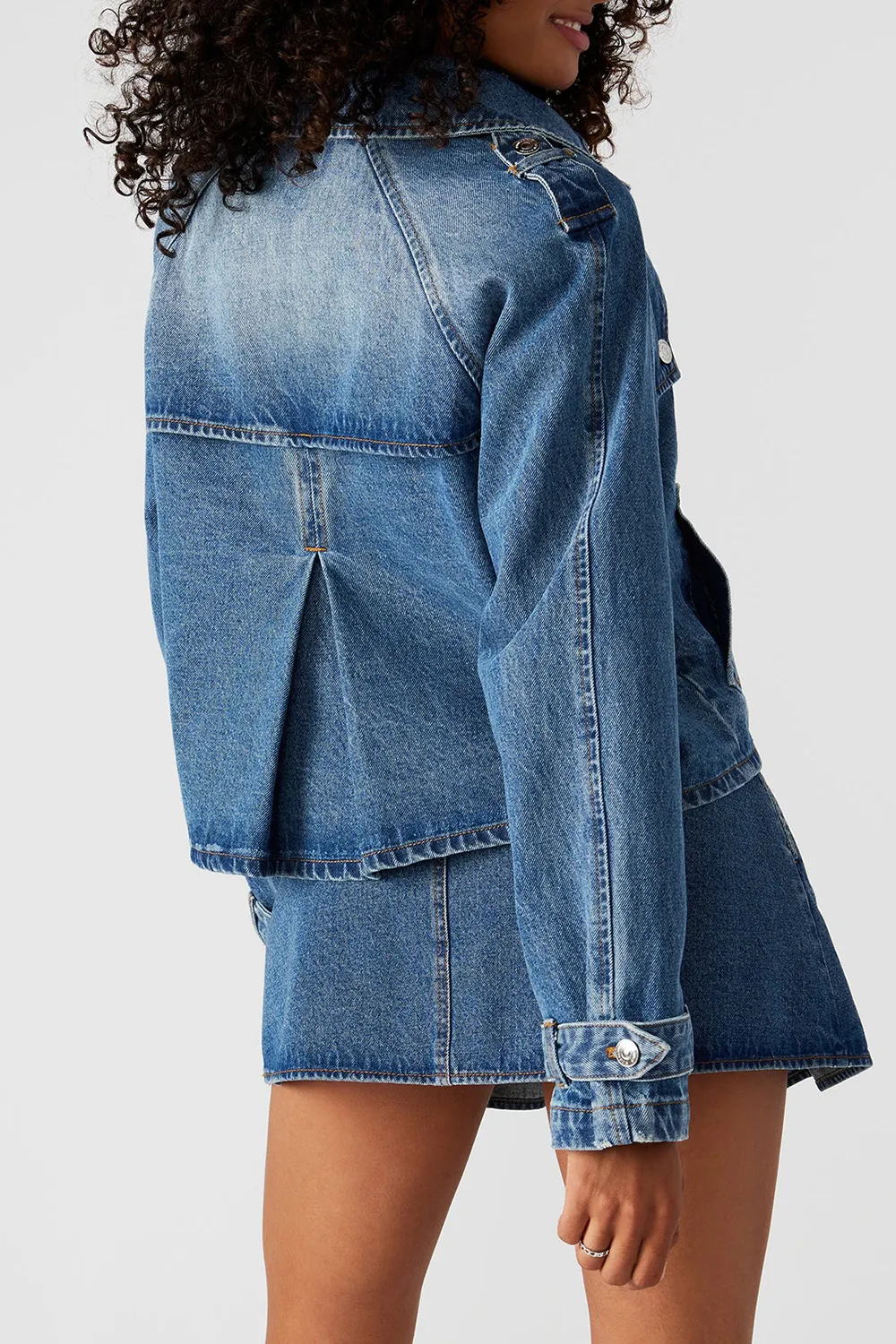 CROPPED TRENCH JACKET LIGHT GREEN