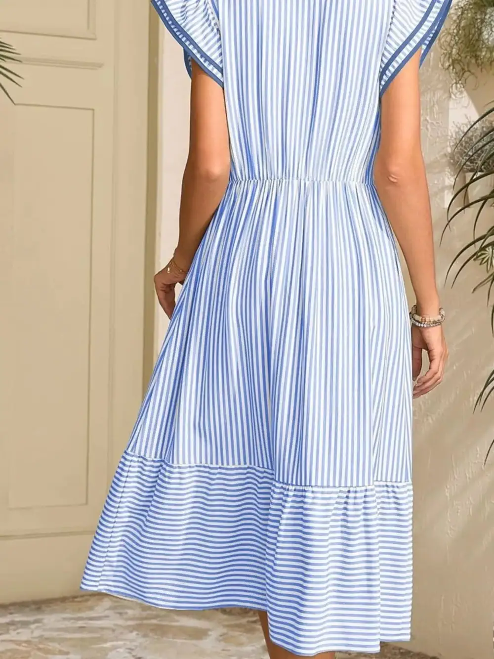 Striped Ruffle Dress Casual