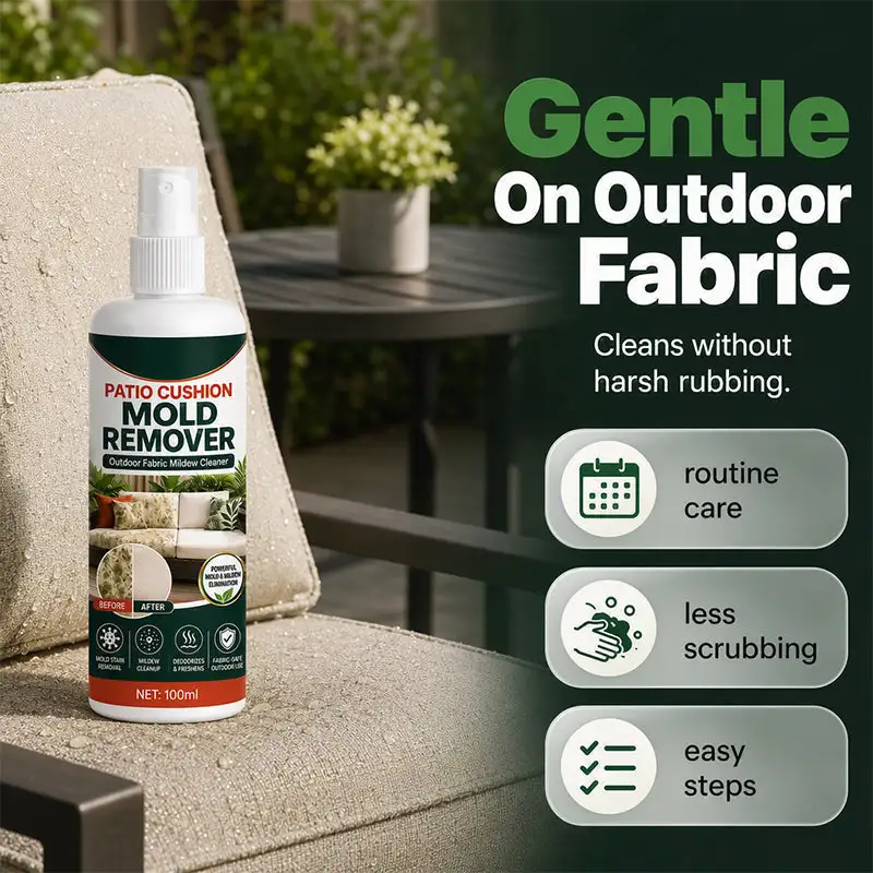 Patio Cushion Mold Remover Spray, Powerful Mildew Stain Cleaner, Quick Mold & Mildew Stain Removal Spray Safe for Outdoor Fabric Cushions, Patio Furniture Upholstery Cleaning Solution