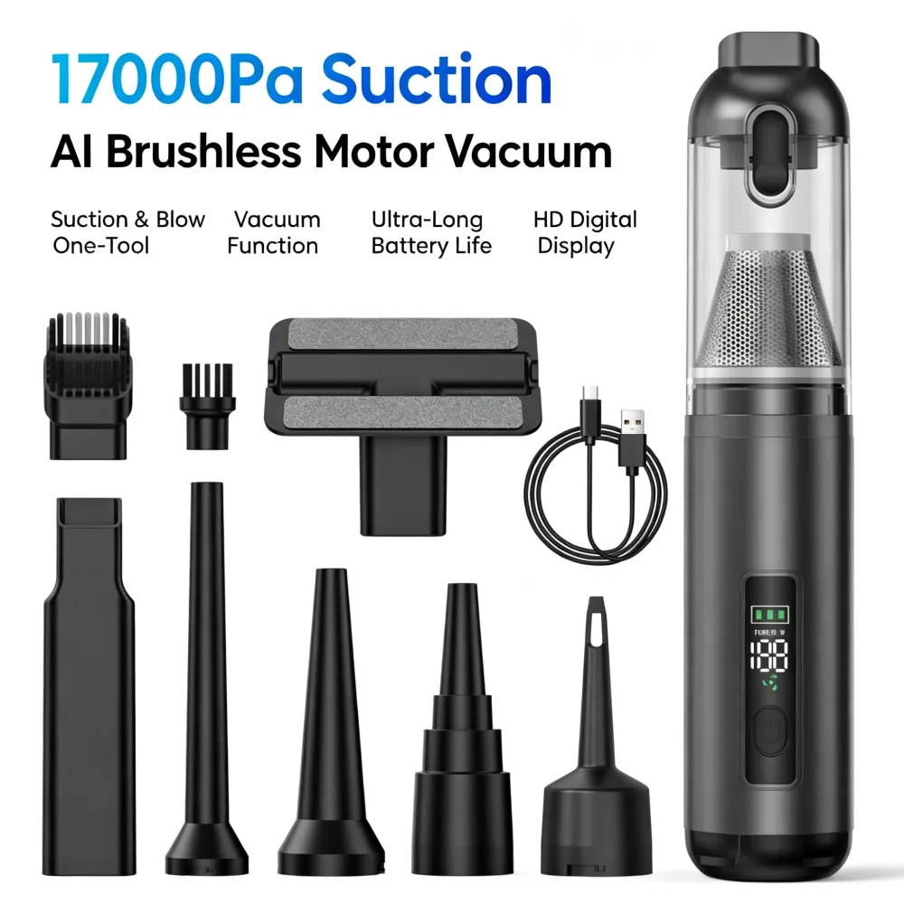 High-Power Car Wireless Vacuum Cleaner - Suction & Blow Dual Use