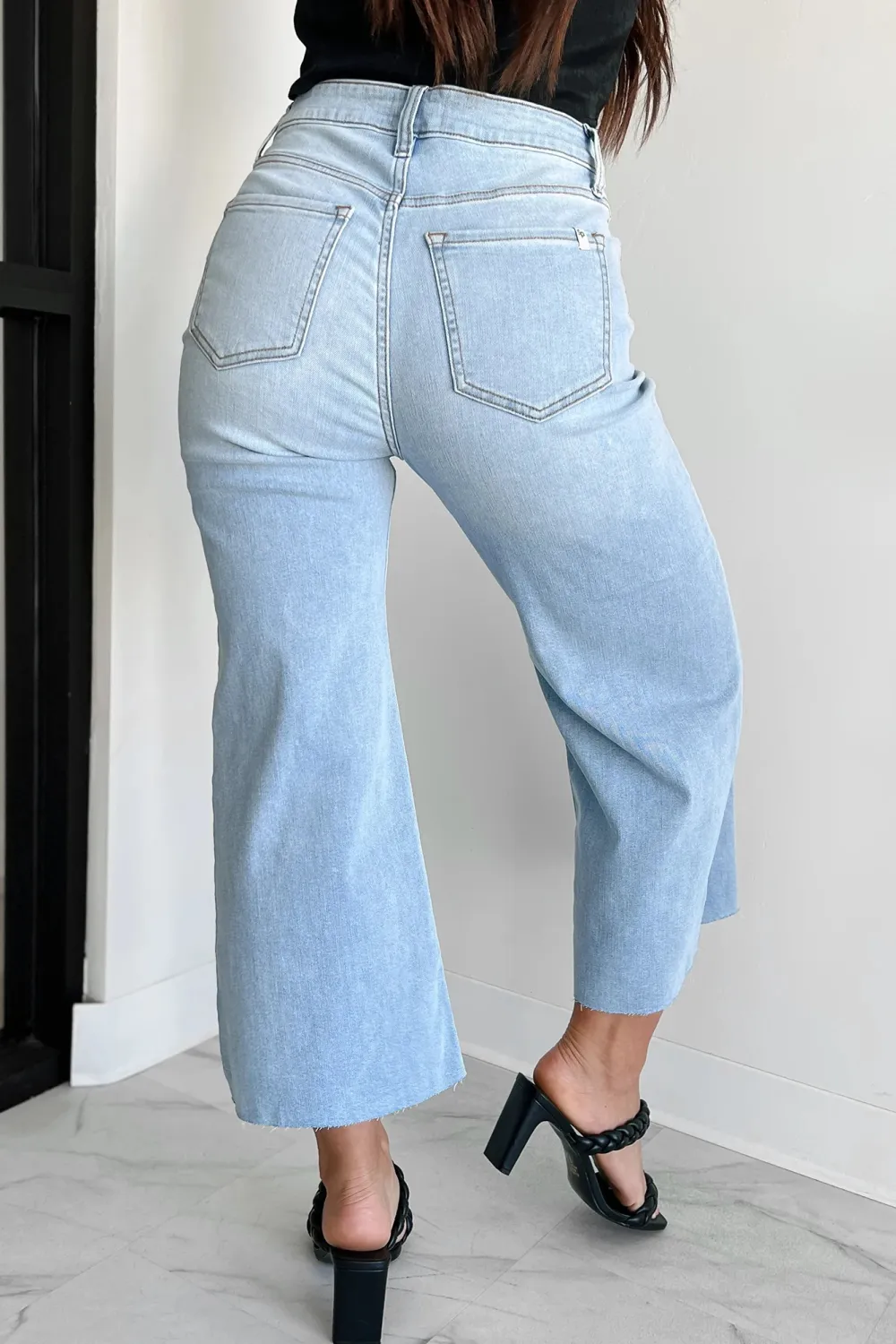 High Rise Crop Wide Leg Sneak Peek Jeans