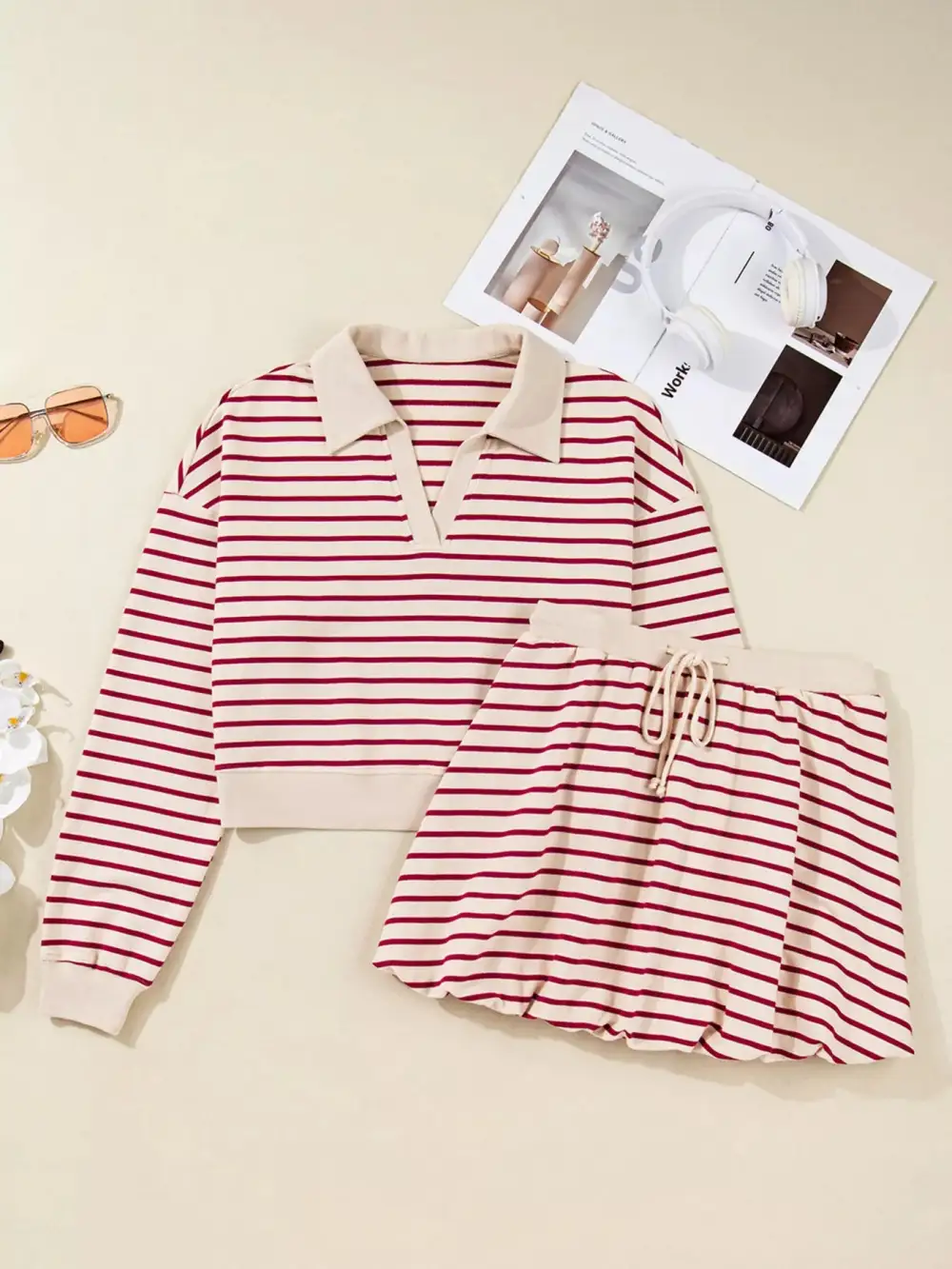 Collared Cropped Coordinated Set