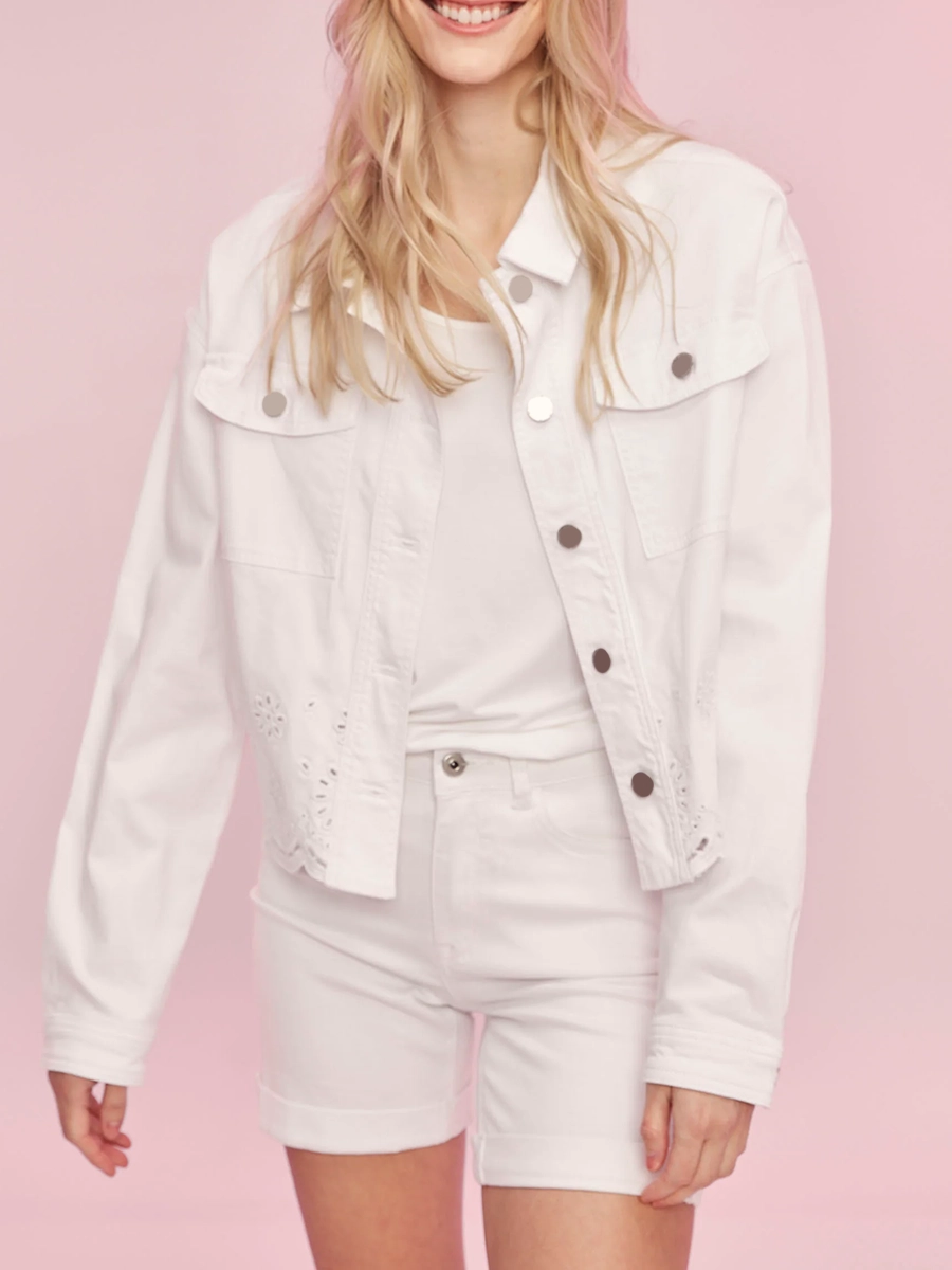 Pure Cotton Art Hollow Women's White Coat