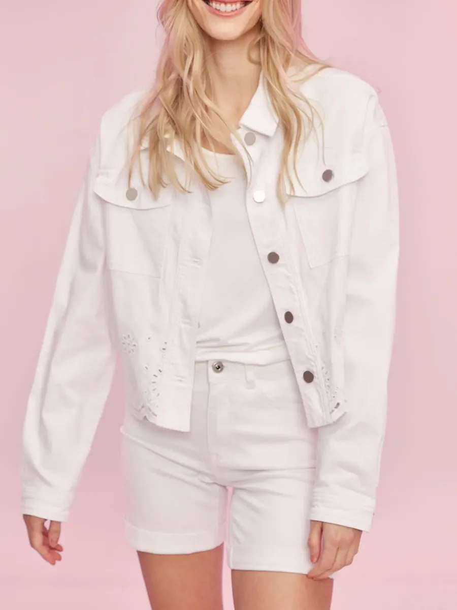 Pure Cotton Art Hollow Women's White Coat