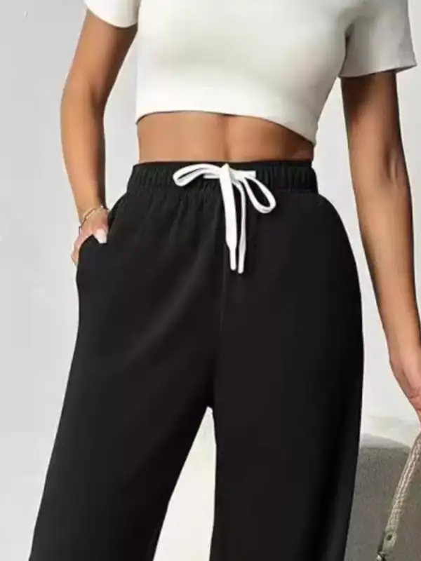 Soft Drawstring Wide Leg Pants
