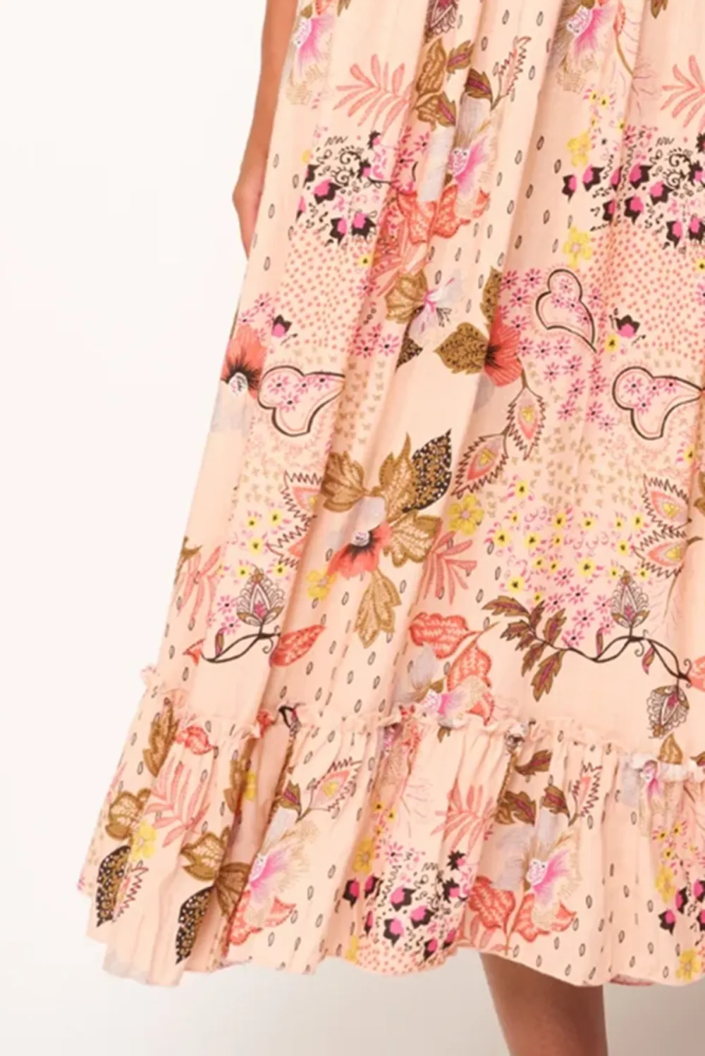 Light Pink Floral Print Midi Dress
