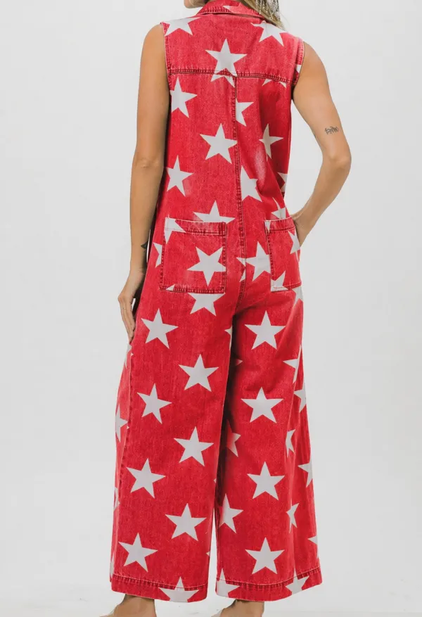 Star Pattern Sleeveless Romper