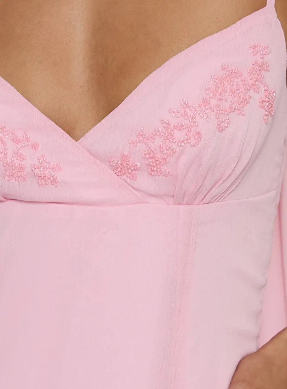 Beaded Detail Ruched Maxi Dress