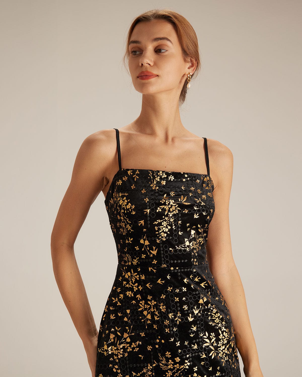 The Black Floral Sheath Slip Mini Dress