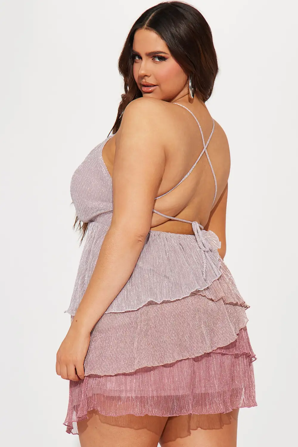 Chantelle Plisse Mini Dress - Pink/combo