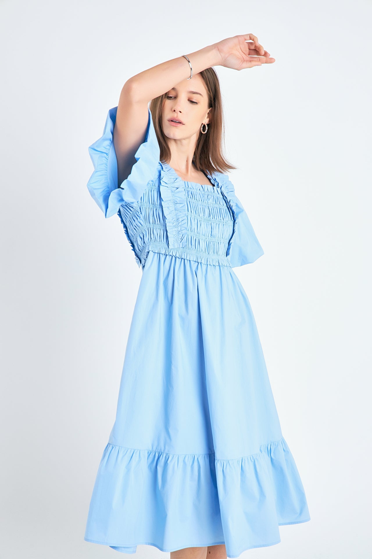 Puff Sleeve Midi Dress