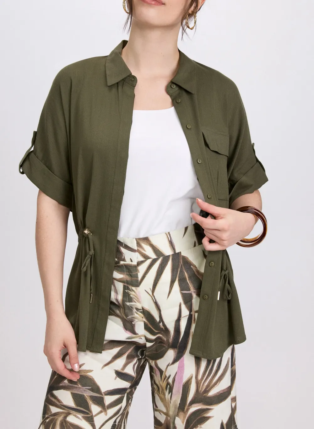 Versatile Casual Shirt In Safari Green