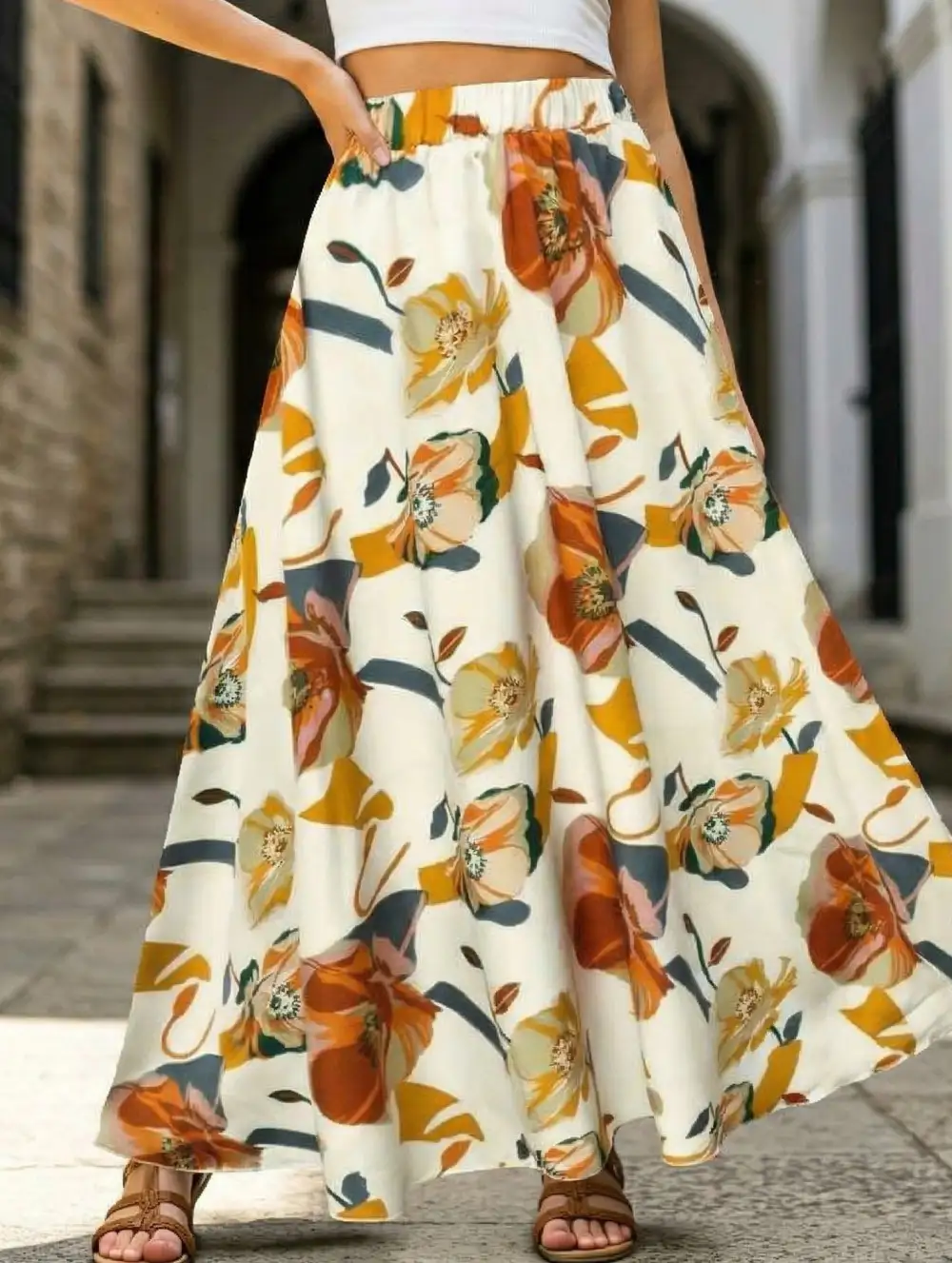Everyday High Waist Midi Skirt