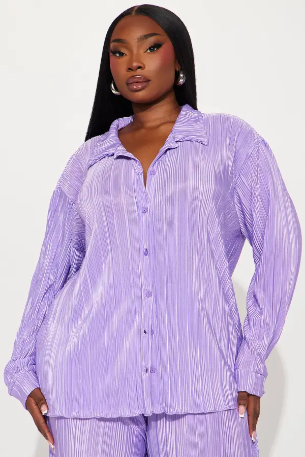More Than Lust Plisse Pant Set - Lavender