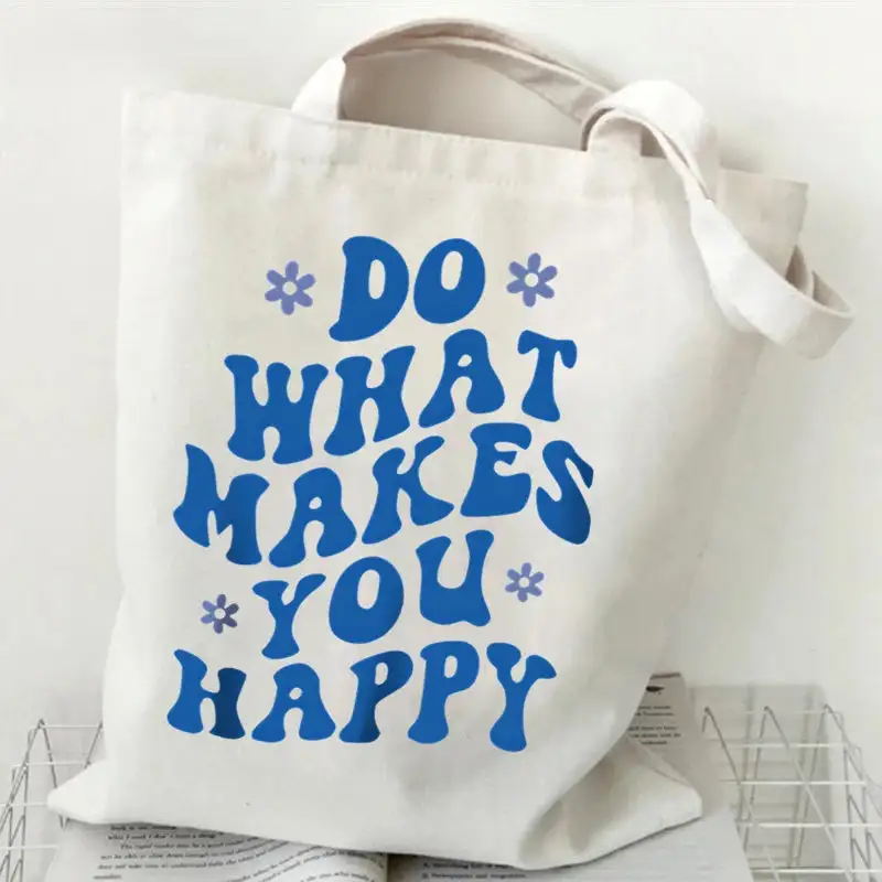 Groovy Retro Graphic Canvas Tote Bag