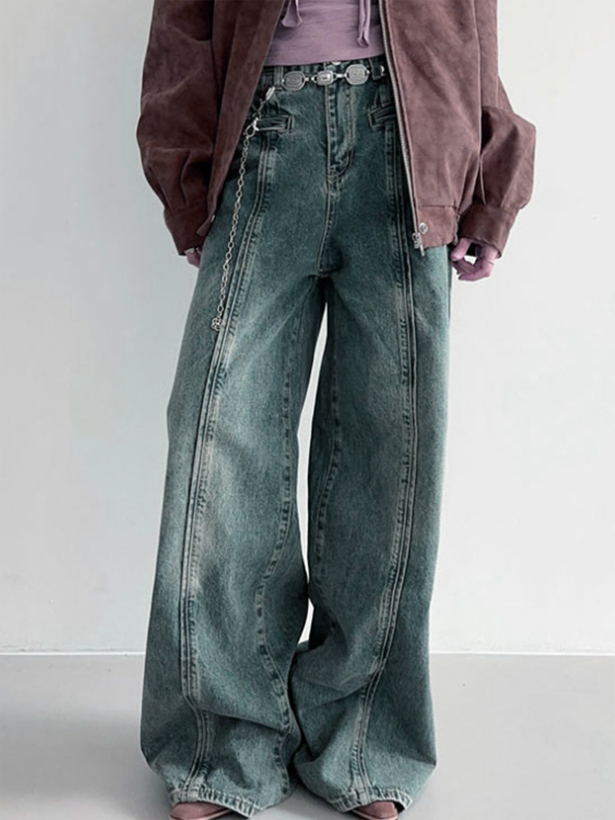 Denim Plain Straight Pants Jeans