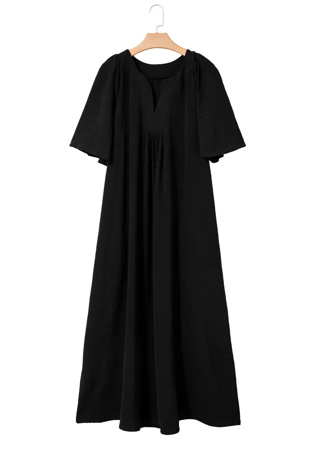 Split Neck Short Sleeve Dress Casual