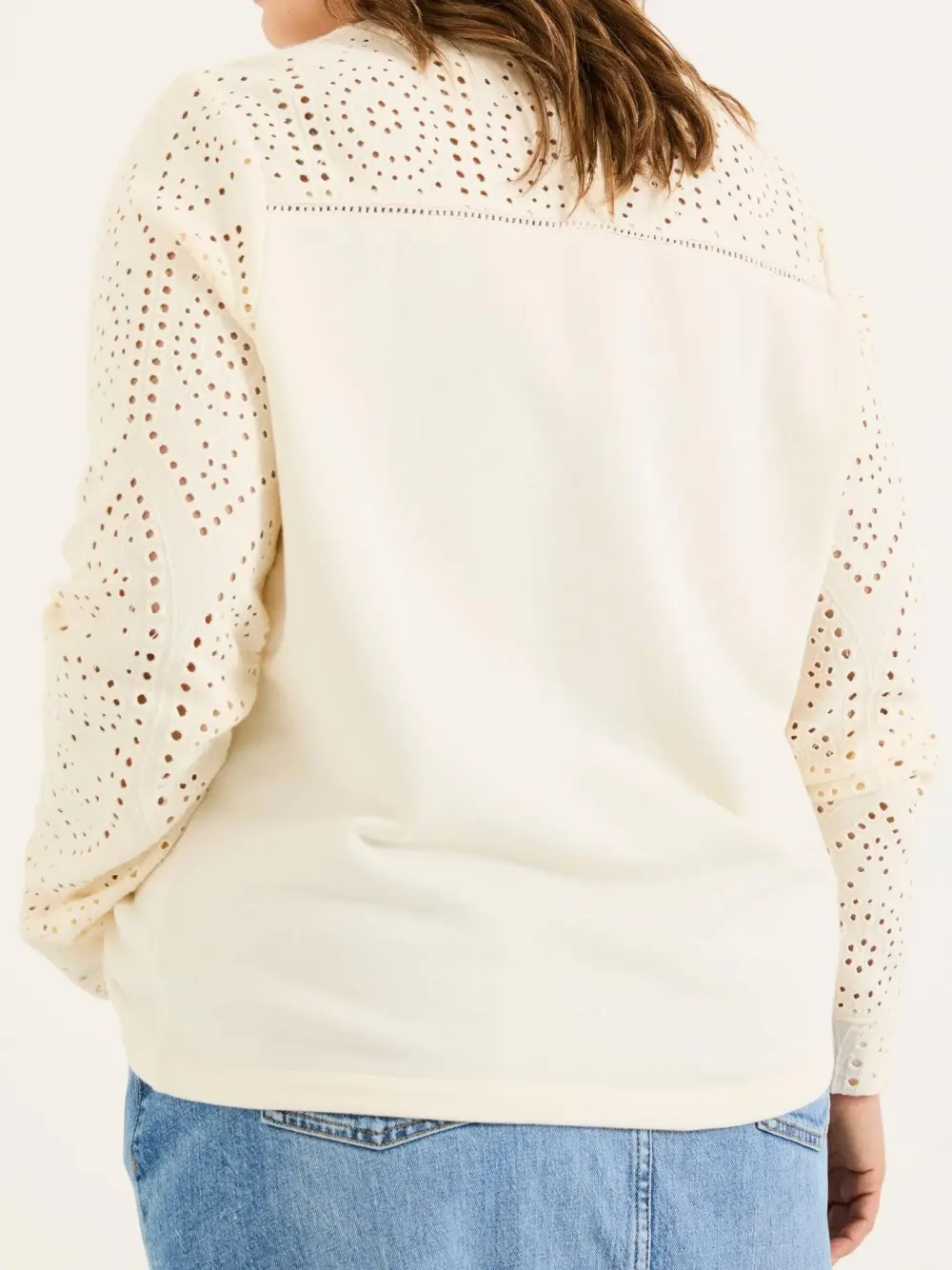 Ivory Broderie Crew 100% Cotton Sweatshirt