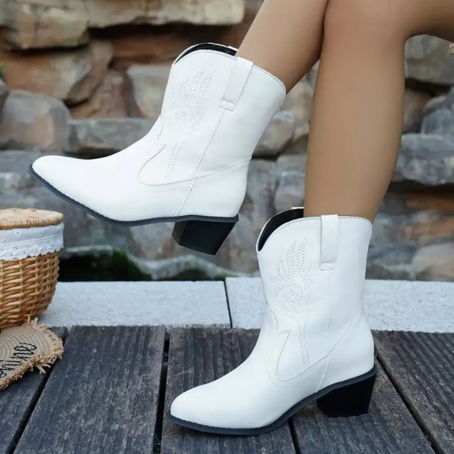 Point Toe Block Heels Boots