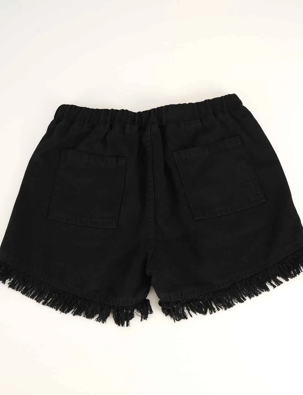Drawstring Waist Frayed Hem Denim Shorts