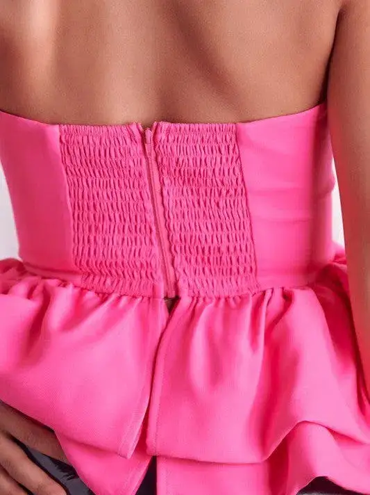 Radiant and Cheerful Strapless Ruffle Top